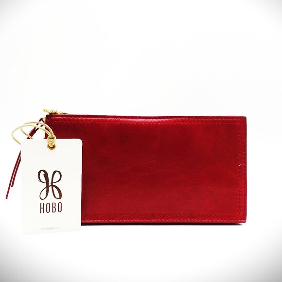 HOBO INTERNATIONAL Gracie Genuine Distressed Logan Berry Color Leather Wallet - Picture 1 of 12
